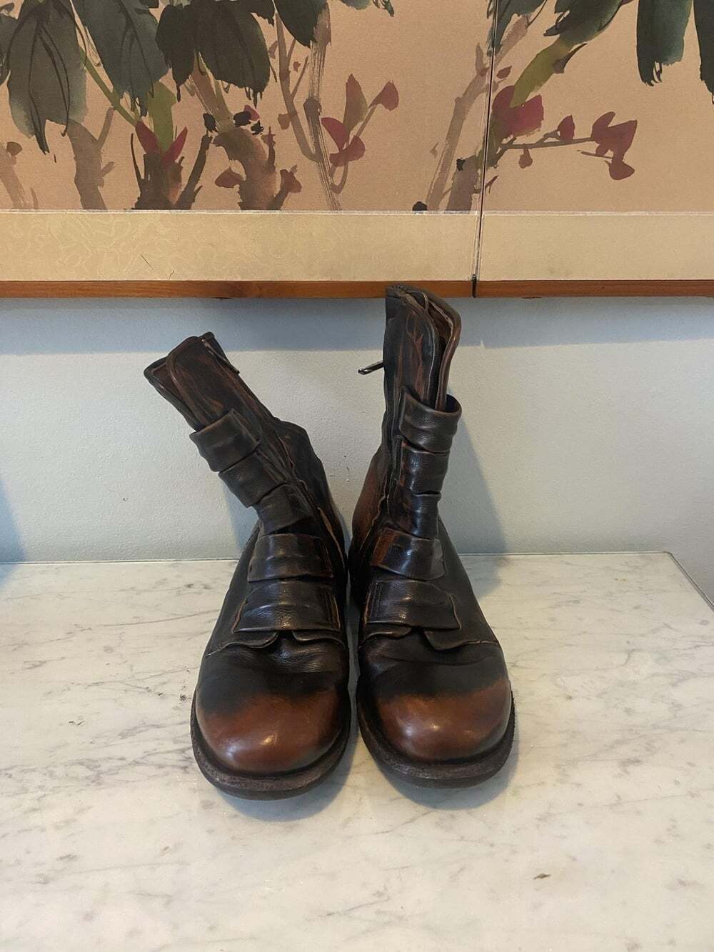 A.S.98 Traver Boots Womens Size 6.5 Brown Leather Strap Zip Ankle Biker Booties